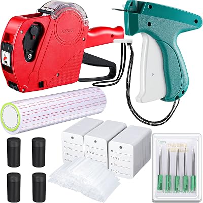 Honoson 1121 Pieces Clothing Price Tag Gun Machine Retail Price Tag Gun Attacher with Label Standard Barbs Metal Needles for Clothes Store Warehouse Consignment Garage Yard(Classic Colors)