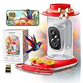 KEEPYOO 2.5K Hummingbird Feeder with Camera, Wireless Smart Bird Feeders for Outdoors, AI Bird Identify, Instant Notification, Include 32GB SD Card, Ant Moat & Bee-Proof, Gift for Birds Lovers (Red)