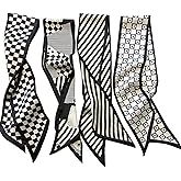 AruiLeo 4 Packs Purse Scarf For Handbags Silk Head Handle Ribbon Scarfs For Hair Fashion Skinny Scarves For Women Gift