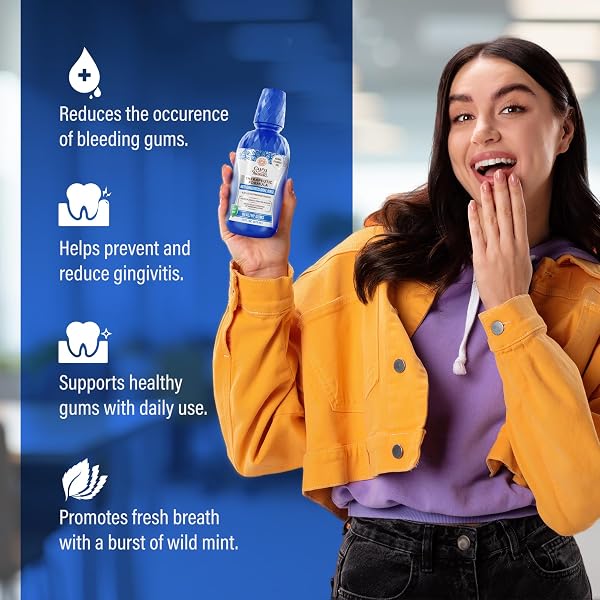 GURUNANDA HEALTHY GUMS MOUTHWASH FOR GINGIVITIS & BLEEDING GUMS – ANTIGINGIVITIS ORAL RINSE WITH 0.05% CPC – ALCOHOL-FREE, FLUORIDE-FREE PLAQUE CONTROL, WILD MINT – 16 OZ, PACK OF 2