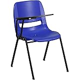 Flash Furniture HERCULES Blue Ergonomic Shell Chair with Right Handed Flip-Up Tablet Arm