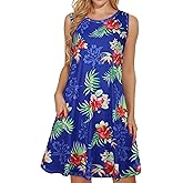 elescat Women's Summer Dresses 2026 Beach Casual Sleeveless Floral Print Tank Loose Sundress with Pocket