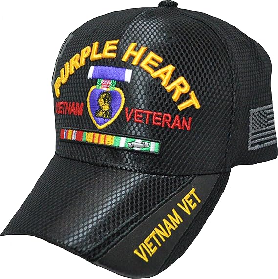 Purple Heart Medal Baseball Cap Vietnam Veteran Hat Embroidered Ribbons