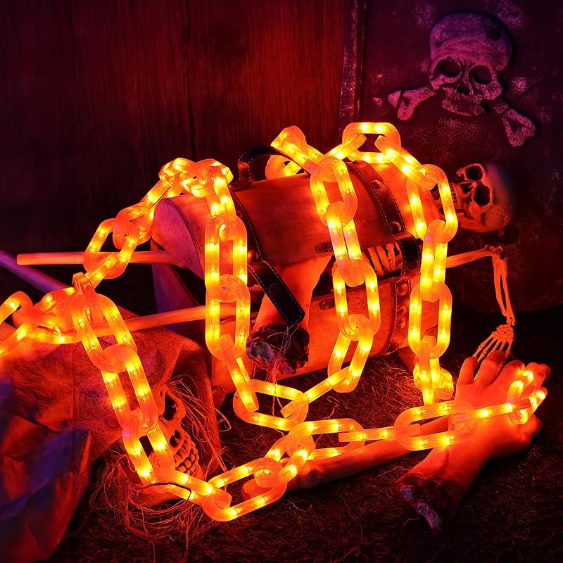 Grinalda de Luzes de Exterior Laranja de Halloween 3M 160 Bateria LED — foto 6 de 6