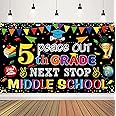 Peace Out 5TH Grade Next Stop Middle School Backdrop Large Size 5TH Grade Graduate Banner Fifth Grade Graduation Party Decorations Supplies
