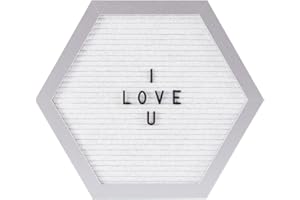 Melannco Felt Letter Board, Hexagonal, with Letters & Numbers, for Announcements, White & Silver