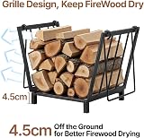 AMAGABELI Firewood Rack 14.2"x12.6" Indoor/Outdoor Log Holder Steel view 2