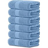 White Classic Luxury Light Blue Hand Towels - Soft 100% Turkish Cotton | Highly Absorbent Hotel spa Bathroom Towel Collection | 16x30 Inch | Set of 6