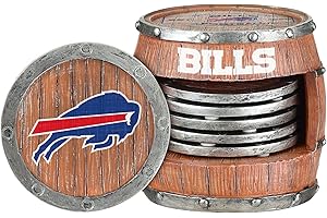 FOCO NFL Team Logo 5-Pack Barrel Beverage Drink Coaster Set