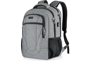 BIKROD Travel Laptop Backpack for Men and Women, Backpacks for School Teen Boys, Business Anti Theft Slim Durable Back Pack with USB Charging Port, Adult Computer Bag Gift 15.6 IN Laptop, Grey