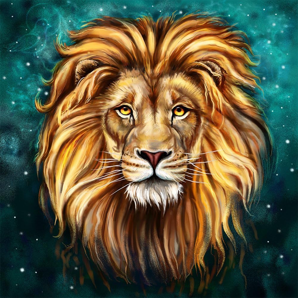 Mobicus DIY Diamond 5D Embroidery Paintings Rhinestone Pasted DIY 14x14in Christmas Painting Cross Stitch，Lion