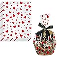 AnapoliZ Cellophane Wrap Bags with Hearts | (10 Pcs) X-Large 24” in X 30” in | 2.5 Mil Thick Crystal Clear Cellophane Bags with Hearts | Gifts, Baskets Wrapping | Valentines, Mother’s Day Baskets