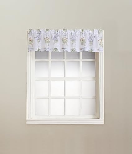 No. 918 Eves Garden Floral Print Kitchen Curtain Valance, 54 x 14, White
