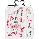 Primitives By Kathy Weihnachts-Geschirrtuch – Lustiger Spruch Mit Pyjama & Keksen, 71x71 Cm Aus Baumwolle