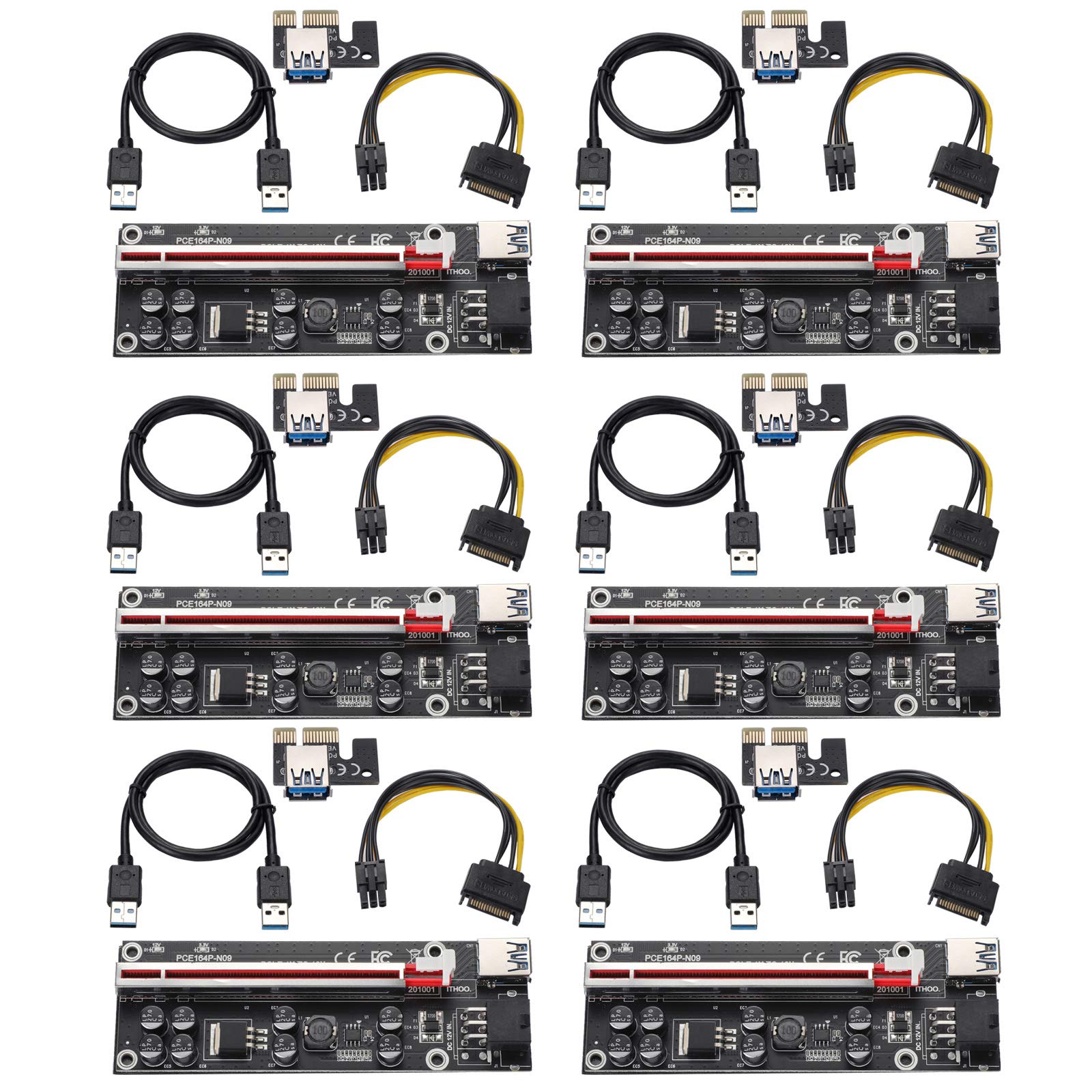 MZHOU PCIe 1X to 16X Graphics Card Adapter, PCIE 16X Extension Cable with USB 3.0 Data Cable, Suitable for Graphics Card Expansion Mining Machine - V009S PLUS