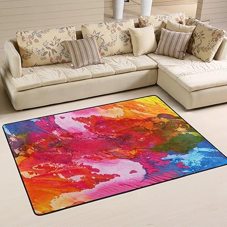 Coosun Abstract Acrylic Hand Painted Background Area Rug Carpet