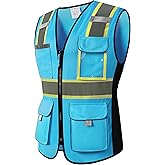 HoliSecure Safety Vest for women, Hi vis Reflective Lady Work vest With 9 Multi Pocket And Zipper