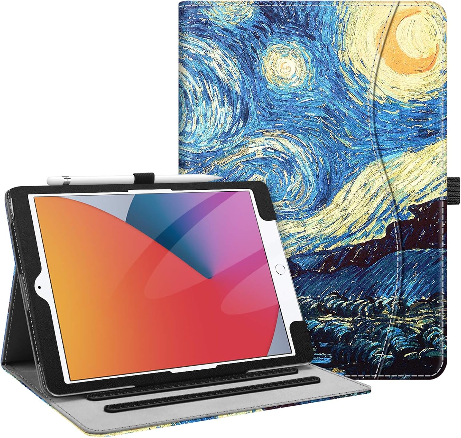 Fintie Case for New iPad 8th Gen (2020) / 7th Generation (2019) 10.2 Inch - [Corner Protection] Multi-Angle Viewing Folio Stand Cover with Pocket, Pencil Holder, Auto Wake/Sleep, Starry Night