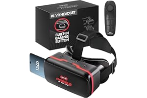 FEEBZ VR Headset for iPhone & Android + Android Remote - for Kids | with Links to 3D VR Videos + VR Games for Android | Virtual Reality Goggles Set for Phones 4.5"-6.5" – Red