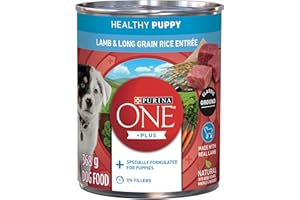 Purina ONE +Plus Classic Ground Wet Puppy Food, Lamb & Long Grain Rice Entree - 368 g Can (12 Pack)