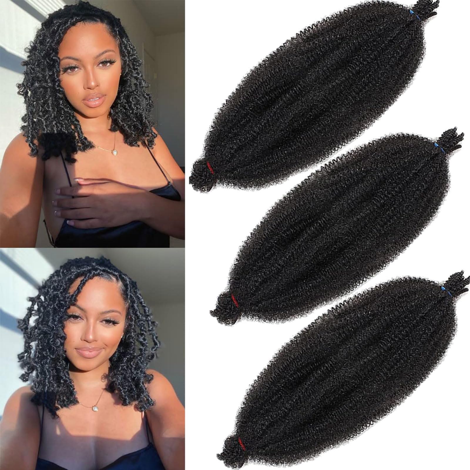 XTREND 3 Packs 20 Inch Soft Springy Afro Twist Hair Pre-Separated Spring Twist Hair for Faux Locs Natural Black Marley Twist Crochet Braiding Hair Synthetic Hair Extensions for Black Women 1B#… — image 1