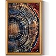HUARCEY Gold Framed Vintage Wall Deocr for Living Room, Tree Rings Art Abstract Wood Grain Texture Bathroom Art Large Canvas Print Nature Inspired Farmhouse Pictures for Study Office Bedroom 16"x24"