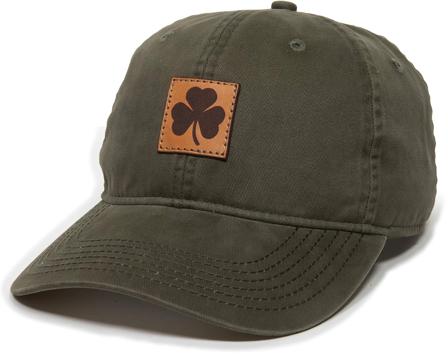 Irish Shamrock Leather Patch Dad Hat Adjustable Polo Style Baseball