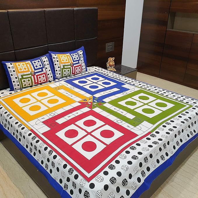 Lakshita Enterprises 100 Pure Cotton Ludo Printed Double Bed Size