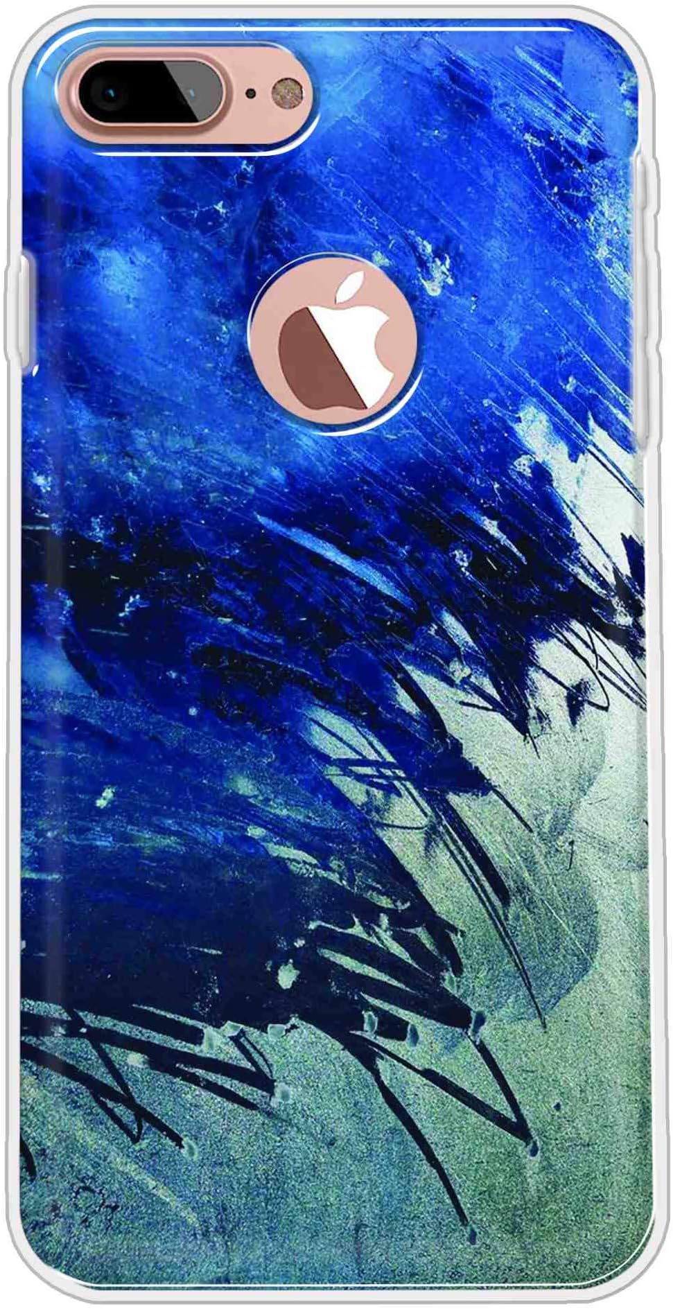 Vibey - Soft TPU Abstract - Printed Back Cover Case Compatible for Apple iPhone 7 Plus. One Tempered Glass Free