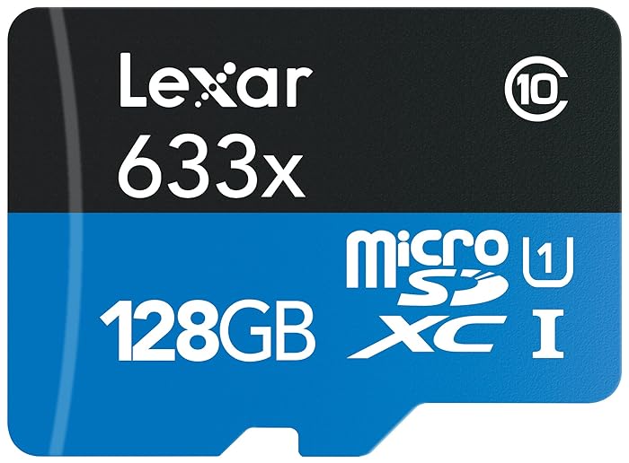 Lexar High-Performance microSDXC 633x 128GB UHS-I Card w/SD Adapter (LSDMI128BBNL633A)