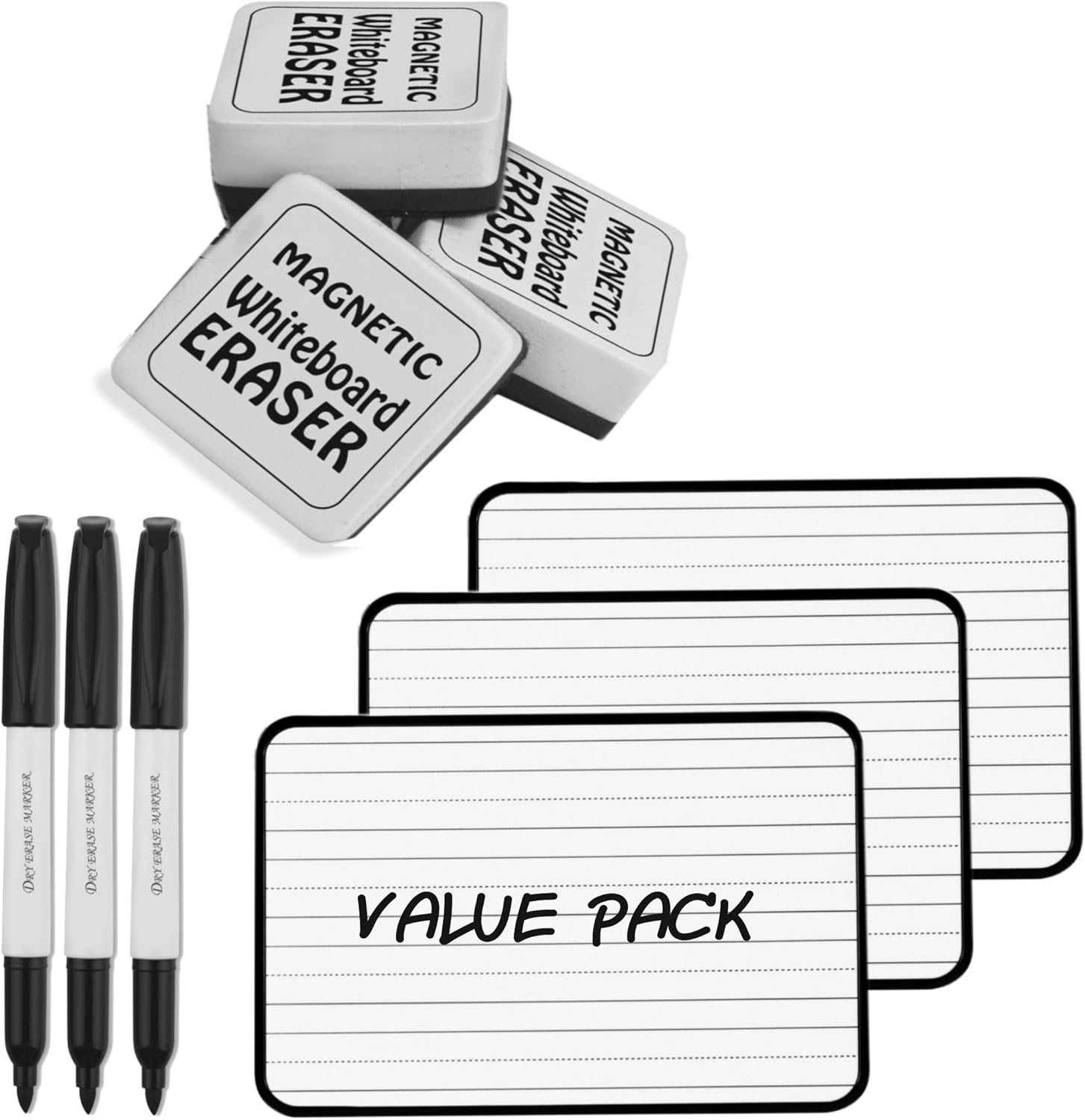 Dry Erase LapBoards, Dual Sided Board, 3Pack, 9 x 12 Inch