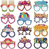 12PCS Happy Birthday Glasses, Birthday Party Paper Eyeglasses Photo Booth Props for Birthdays Party Supplies Decorations