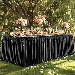 9ft Length Glitter Black Table Skirt Rectangle