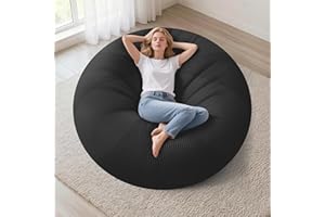 Homguava 3FT Bean Bag Chairs for Adults Teardrop BeanBag Chair Comfy Memory Foam Bean Bags Two-Tone Distressed Velvet & Cordu