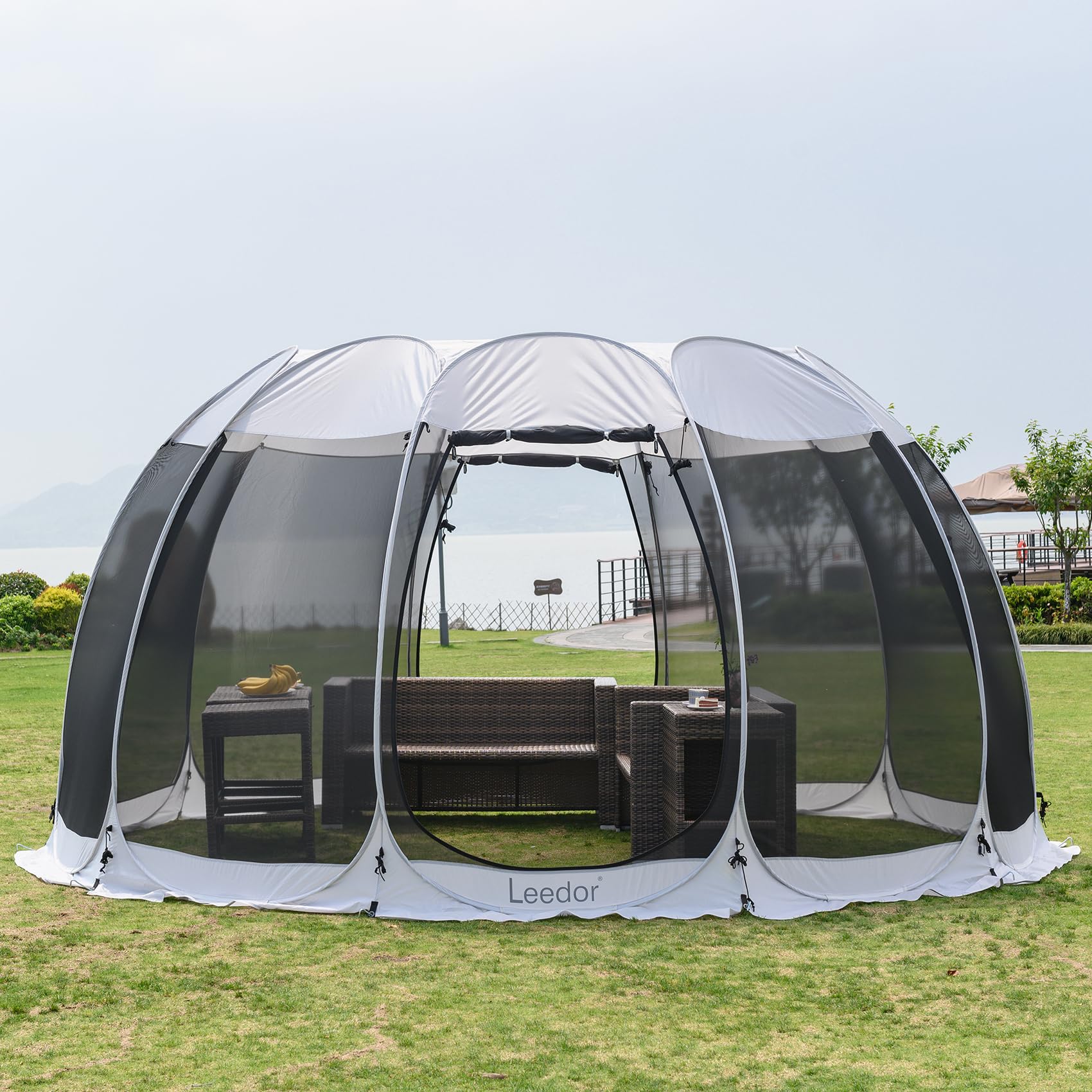 LEEDOR Pop Up Screen House, 12-15 Person Outdoor Screen Tent,Camping Screen Room with Carry Bag, Screen Gazebo with Mosquito Netting, Instant UV Resistant Sun Shelter for Garden Patio Backyard 15'x15' Image LEEDOR Pop Up Screen House, 12-15 Person Outdoor Screen Tent,Camping Screen Room with Carry Bag, Screen Gazebo with Mosquito Netting, Instant UV Resistant Sun Shelter for Garden Patio Backyard 15'x15' Image