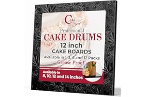 Cakebon Cake Boards Square - Sturdy 1/2 Inch Thick Drums - 12 Inch Professionally Wrapped Edges Black 1-Pack