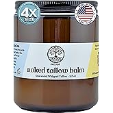 Beef Tallow for Skin - NAKED TALLOW BALM I 1 Ingredient - 100% Grass Fed Beef Tallow | Whole Body & Face | Whipped & UNSCENTED for Sensititve Dry Skin, Babies, Eczema, Psoriasis, Rosacea