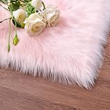 Cumay Super Soft Faux Area Rug 23.6 x 35.4 Pink Living Room Bedroom view 4