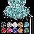 5000PCS 2mm Resin Rhinestones in Bulk (Lake Blue/Aquamarine), Bedazzling Flatback Crystals for Crafts DIY Nail Decoration, Gems Charms for Tumbler Shoes Clothing Fabric with Pickup Pen and Tweezers