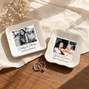 ThermoThrill Custom Ceramic Jewelry Tray Friendship Gifts for Women Best Friend Jewelry Dish Personalized Trinket Dish for Ea