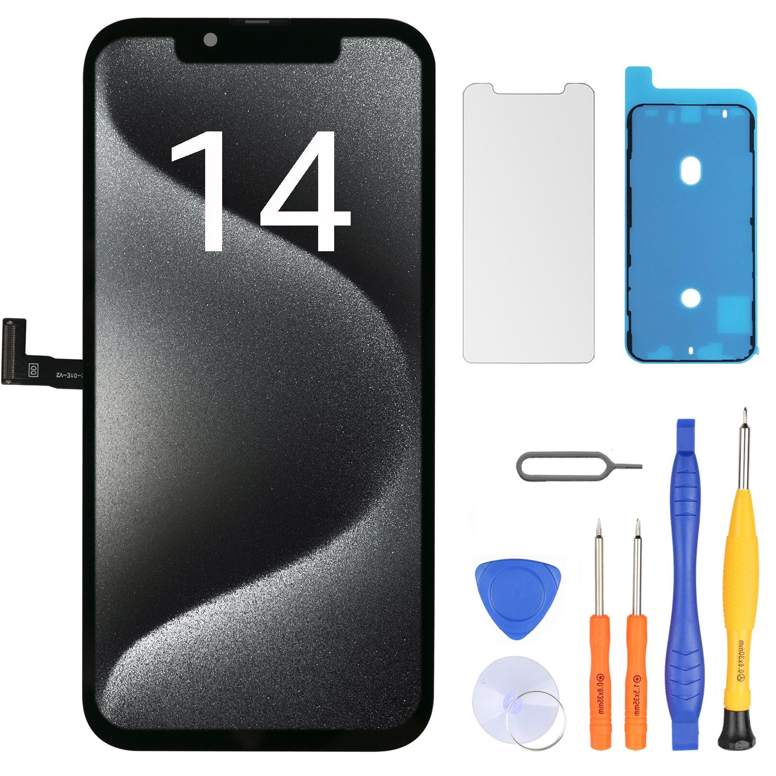 LL TRADER Screen Replacement for iPhone 14 6.1" LCD Retina FHD Display COF Touch Screen Digitiser with Repair Tool Kits, Waterproof Tape, Screen Protoctor