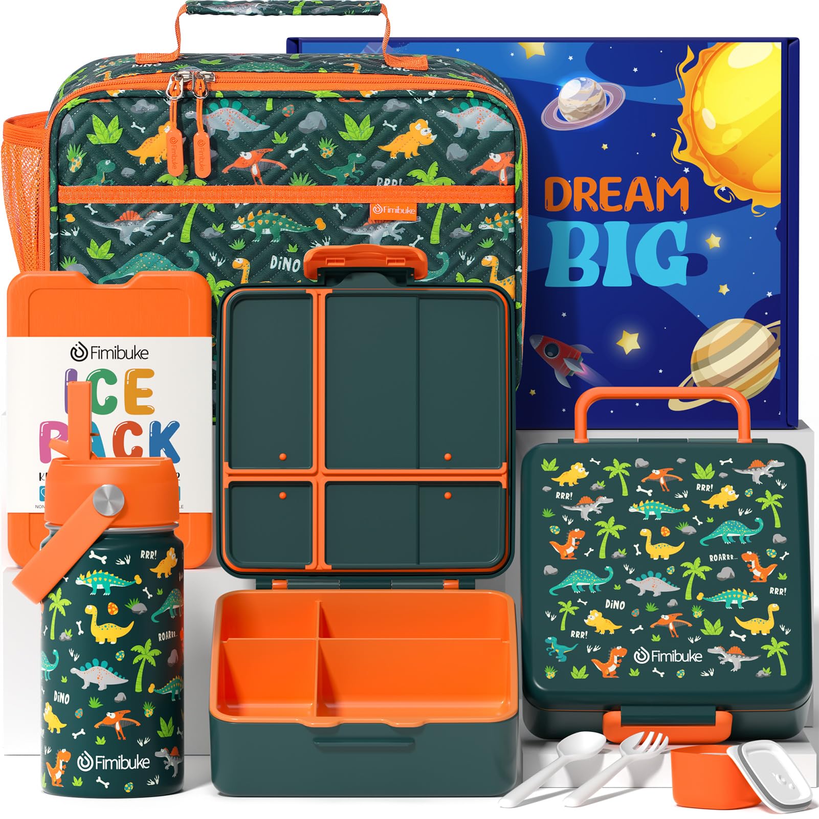 Fimibuke Kids Bento Lunch Box with 4 Compartments, Insulated lunch Bag ...