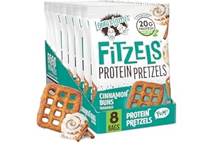 Lenny & Larry's FITZELS Protein Pretzels (Cinnamon Buns) 8 Individual Bags 3 oz Each – High Protein Snacks with 20g of Plant Based Protein – Healthy Vegan Pretzels – Delicious Salty Taste