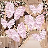 Geelin 6 Pcs Large Pink Butterfly Decorations Mariposas Grandes para Decoracion Big Butterfly Party Decor 20 Inch 12 Inch 3D Silk Butterflies for Baby Shower Women Birthday Party Wedding Decor