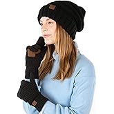 Funky Junque Winter Hat and Gloves for Women – Oversized Winter Hat & Gloves, Cozy Knit Slouchy Beanie Set for Cold Weather