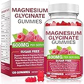 Magnesium Glycinate Gummies 600mg 120 Count - Sugar Free Magnesium Supplement - Supports for Sleep, Memory, Mood, Muscle, Relaxation, Heart & Bone Health