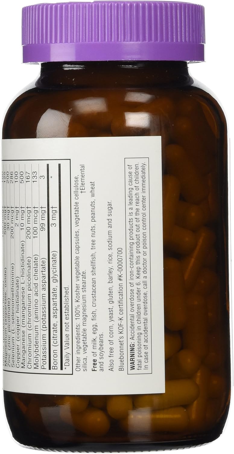 BlueBonnet Multi Minerals Plus Boron Vegetarian Capsules, 180 Count, White: Health & Personal Care