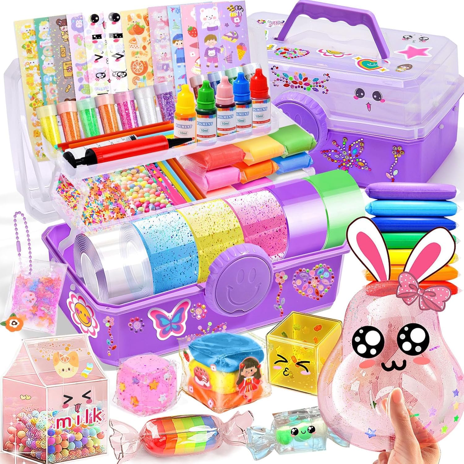 Photo 1 of Golray Nano Tape Bubble Kit for Kids, 130+ DIY Squishy Maker Kit with Nanotape/Pigment/Clay/Glitter/Bead/Sticker/Tool/Insturuction, Boys Girls Birthday Gifts Toys for 6 7 8 9 10 11 12 Years Old
