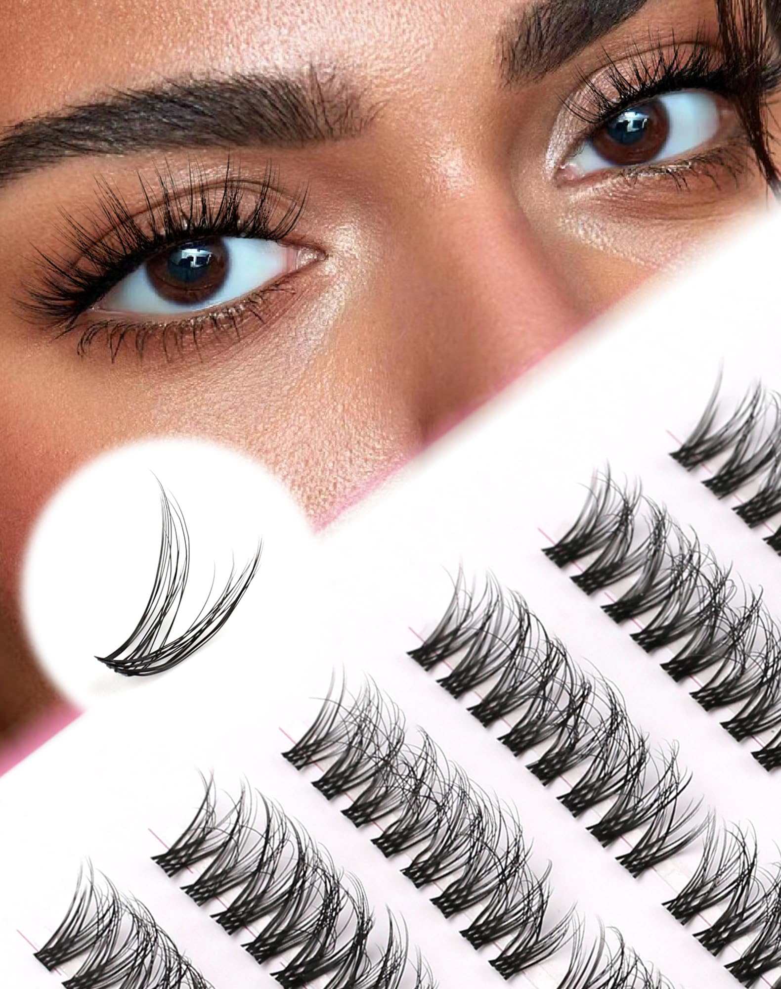 Wispy Lash Clusters Natural Lashes Short Individual Lashes Soft EyeLash Clusters Reusable C Curl Fluffy DIY Mink Cluster Eyelash Extensions — image 1