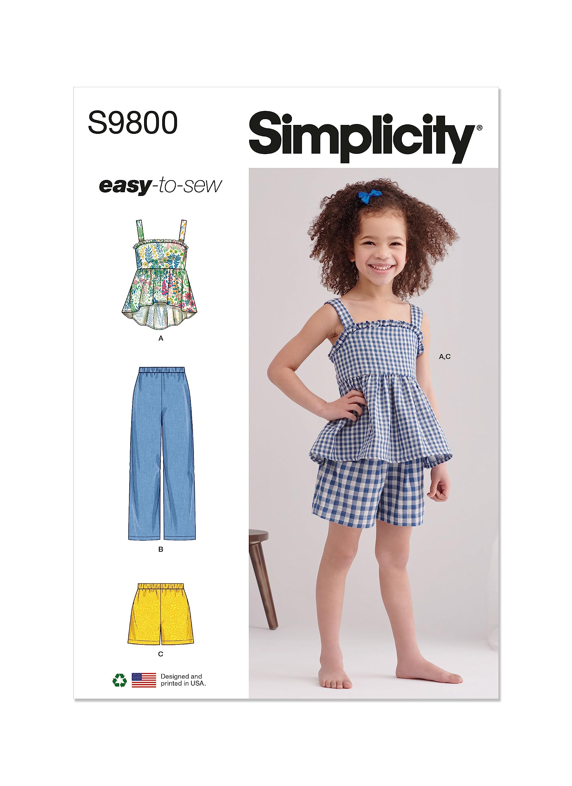 SIMPLICITY SS9800A Children's Top, Pants and Shorts A (3-4-5-6-7-8)